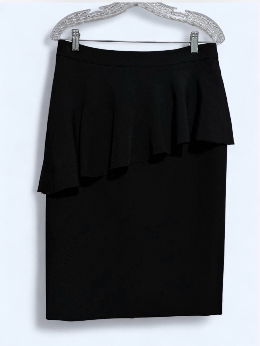 Halogen Black Asymmetrical Ruffle Pencil Skirt